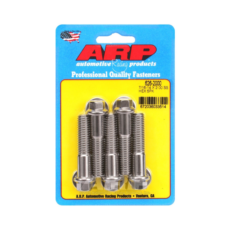 Șuruburi și piulițe universale ARP 7/16-14 – Șuruburi hexagonale din oțel inoxidabil x5 - ARP-626-2000 - 626-2000 - 3666618192703